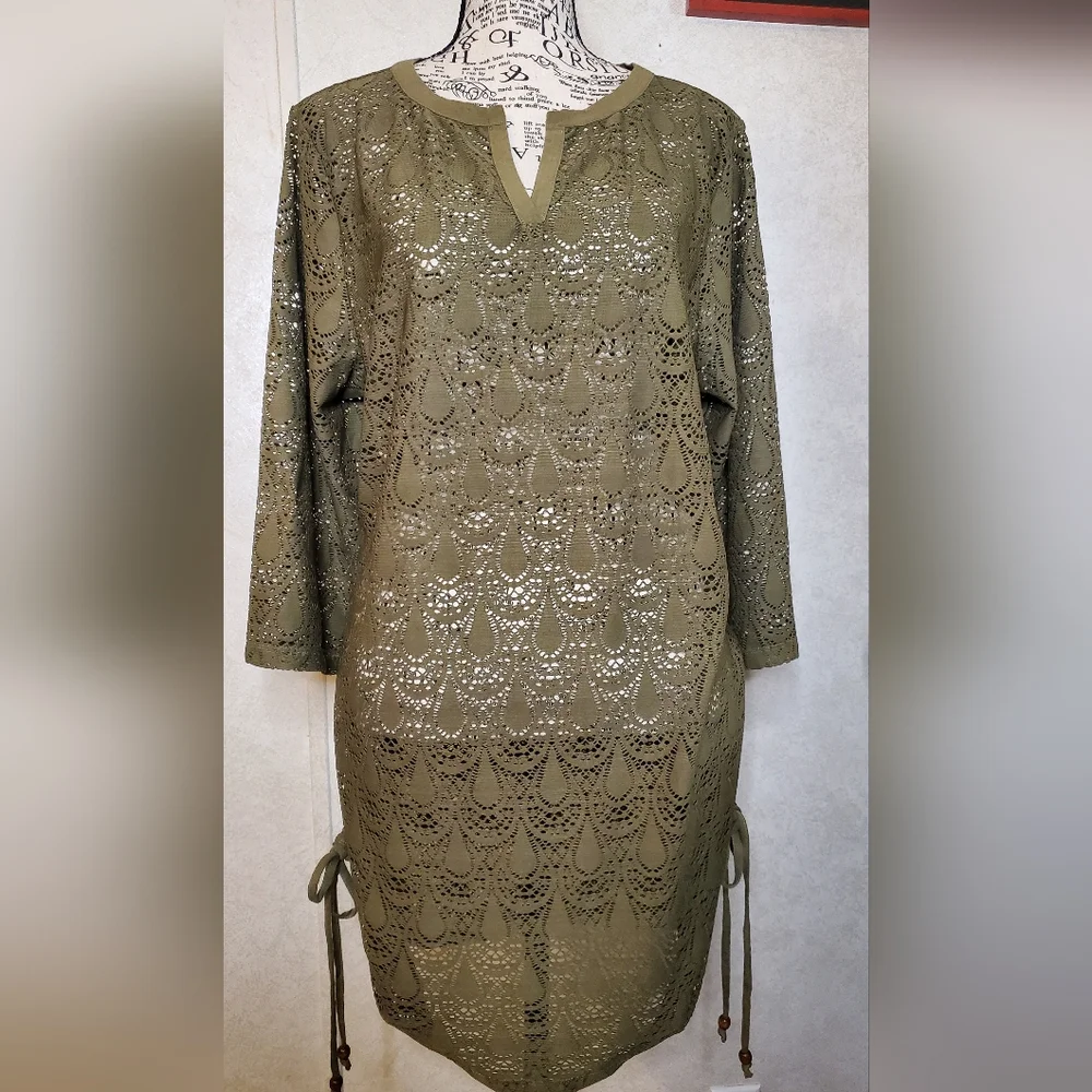 NWOT D&Co. Beach Olive Lace Swim Cover Up Size:M